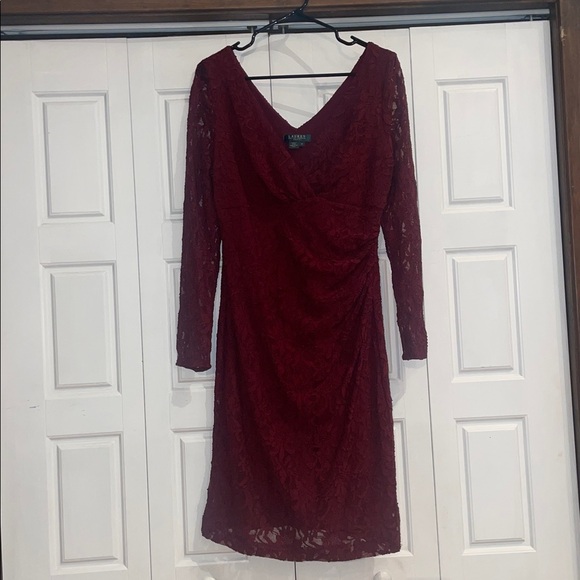 Lauren Ralph Lauren Deep Red Lace Dress - Picture 1 of 10